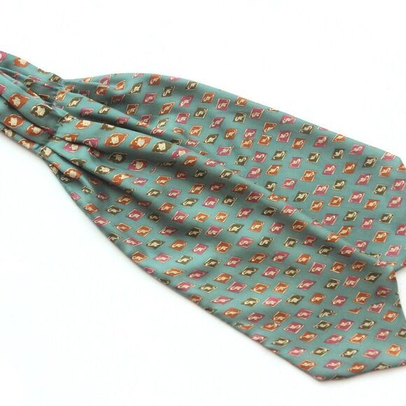 New Dusty Green Nautical Motive Men's Cravat Ascot Gift‎ Box A067 - Picture 9 of 10